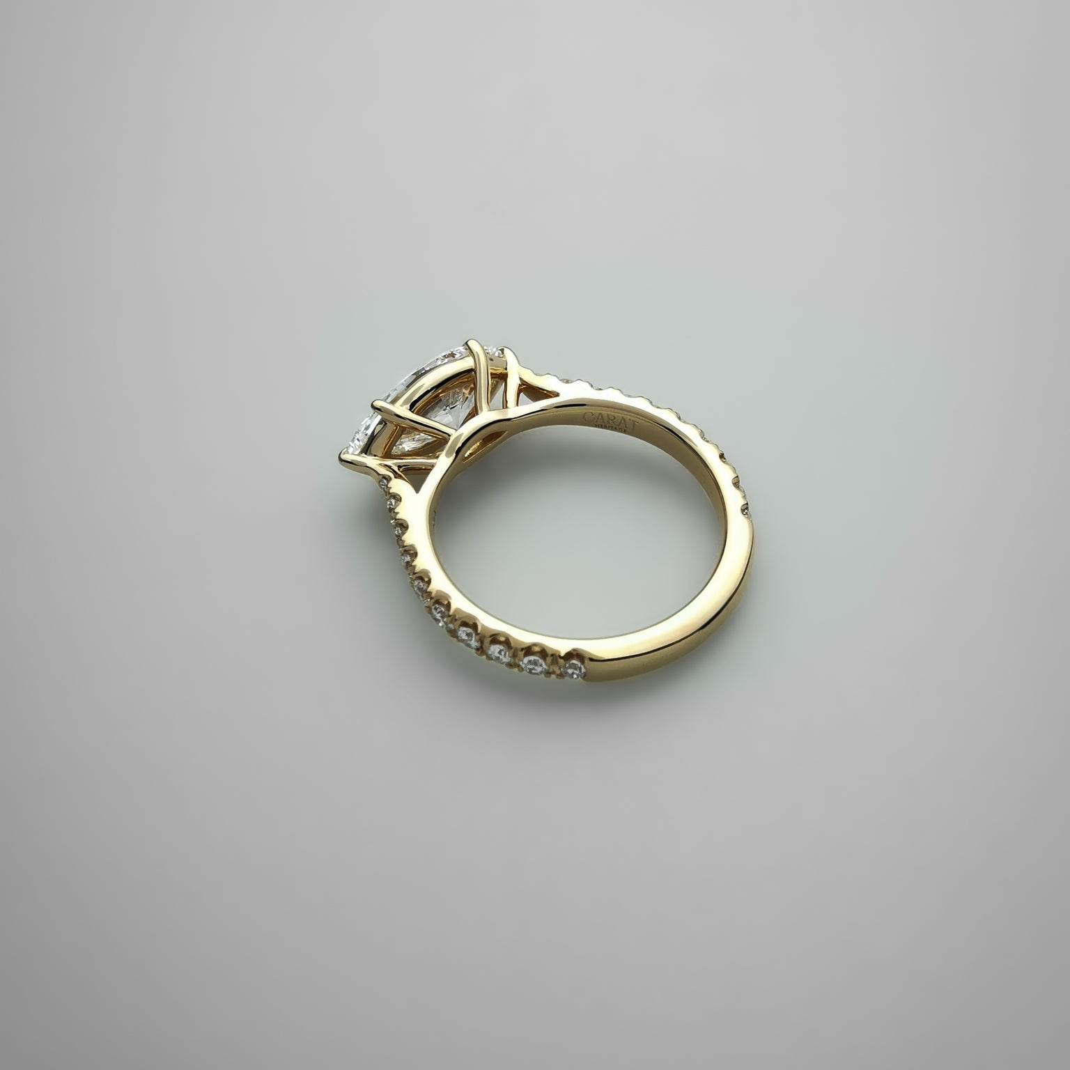 Marquise pinky ring gold back view