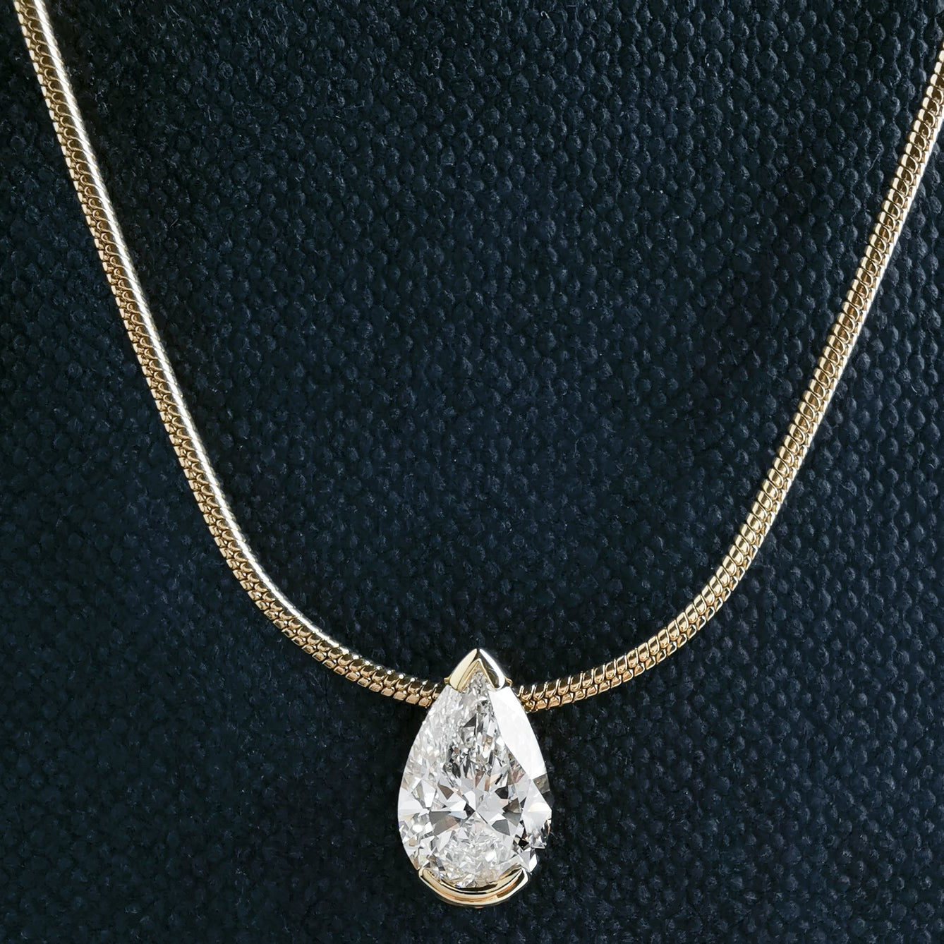 Pear Pendant Necklace with Snake Chain
