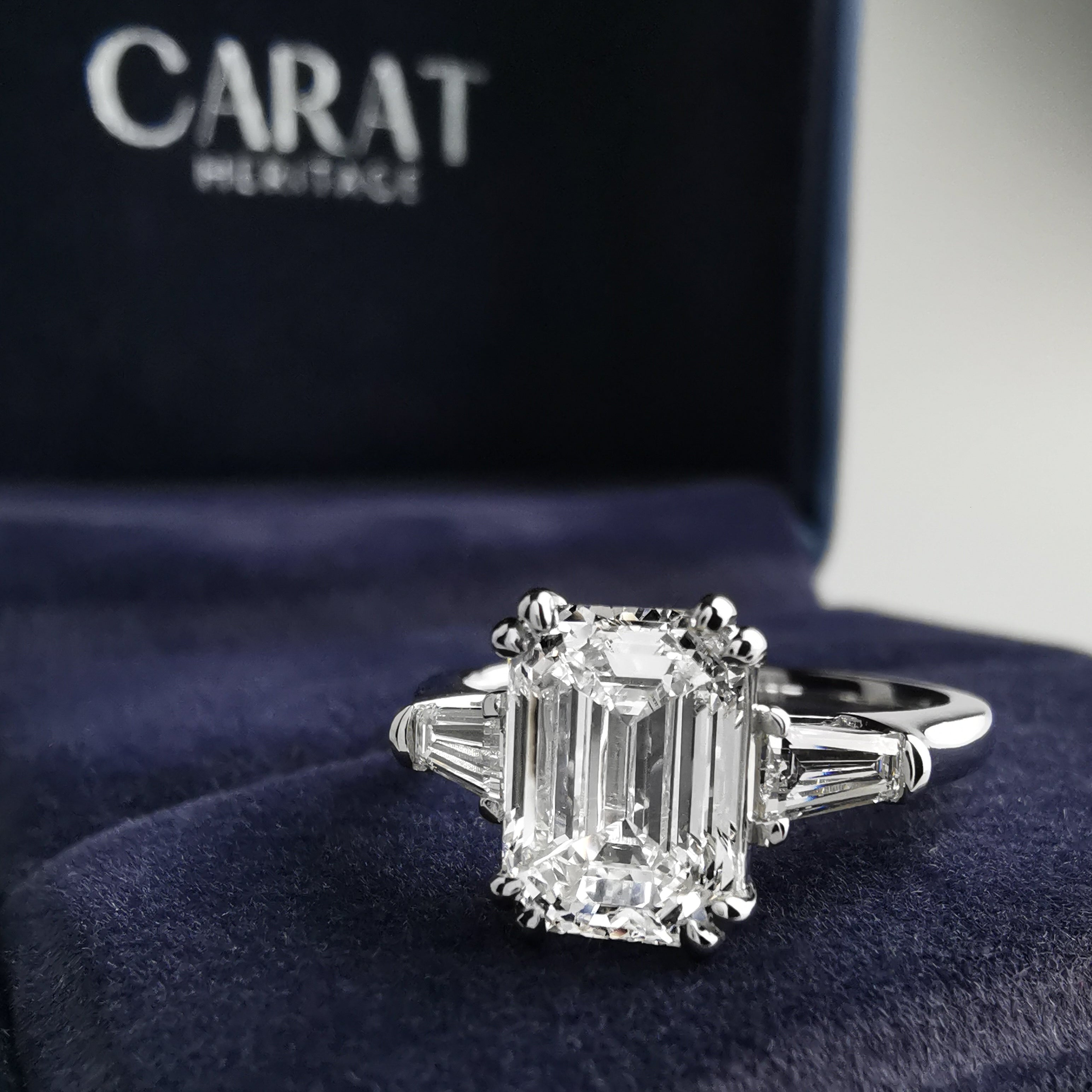 Emerald Ring with Tapered Baguettes