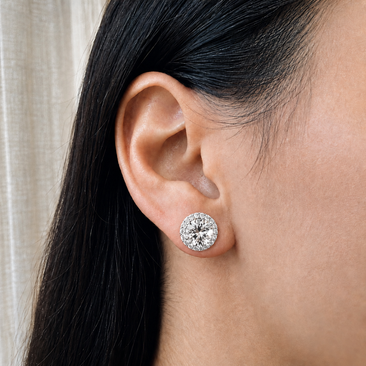 Evelyne Halo Ear Studs 2.00ct. (4.47ctw)