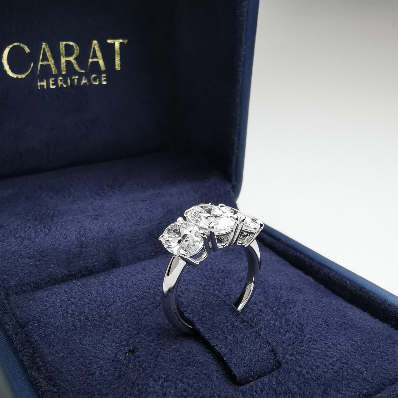 Oval Trilogy Diamond Ring in Box