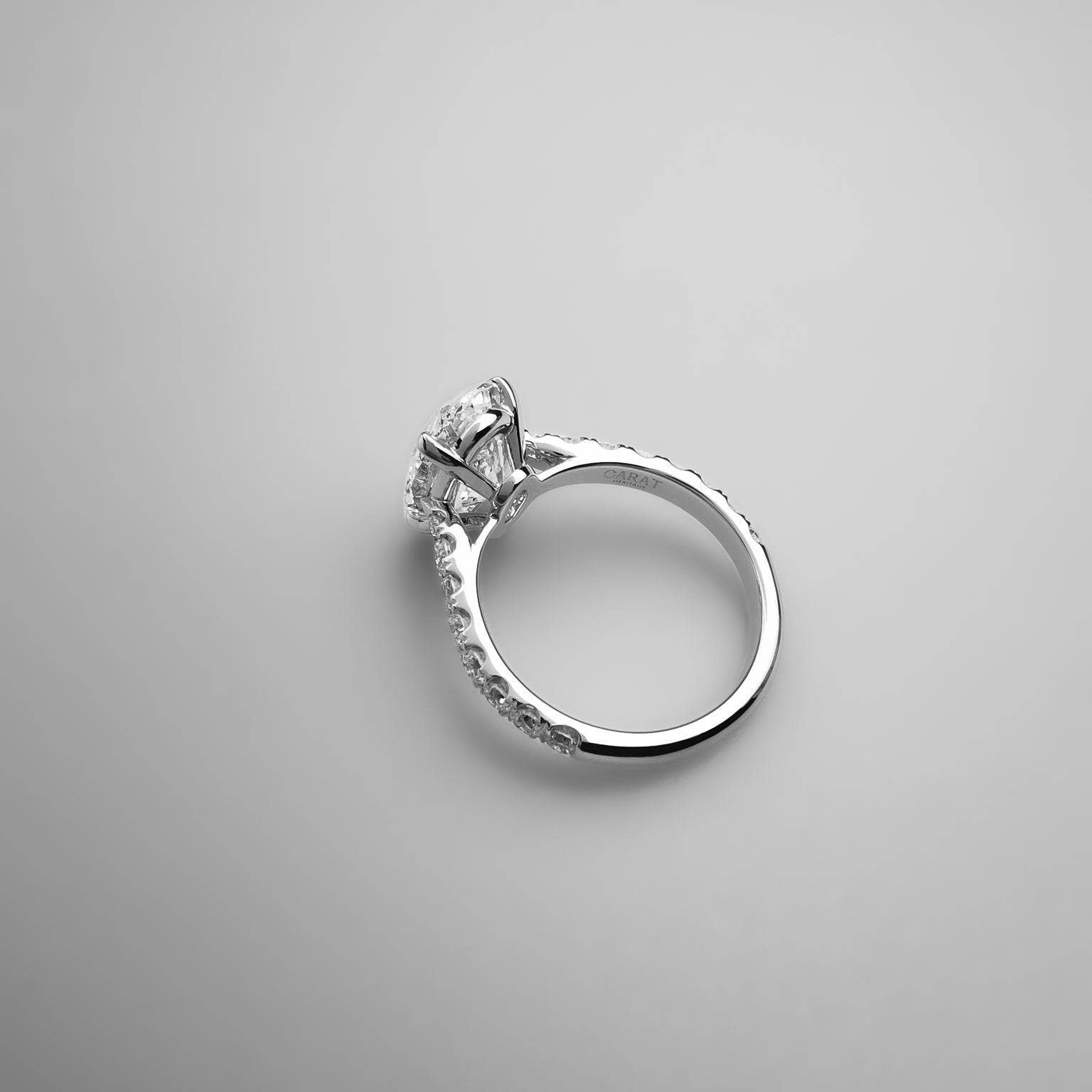 Oval diamond ring 3 carat back view