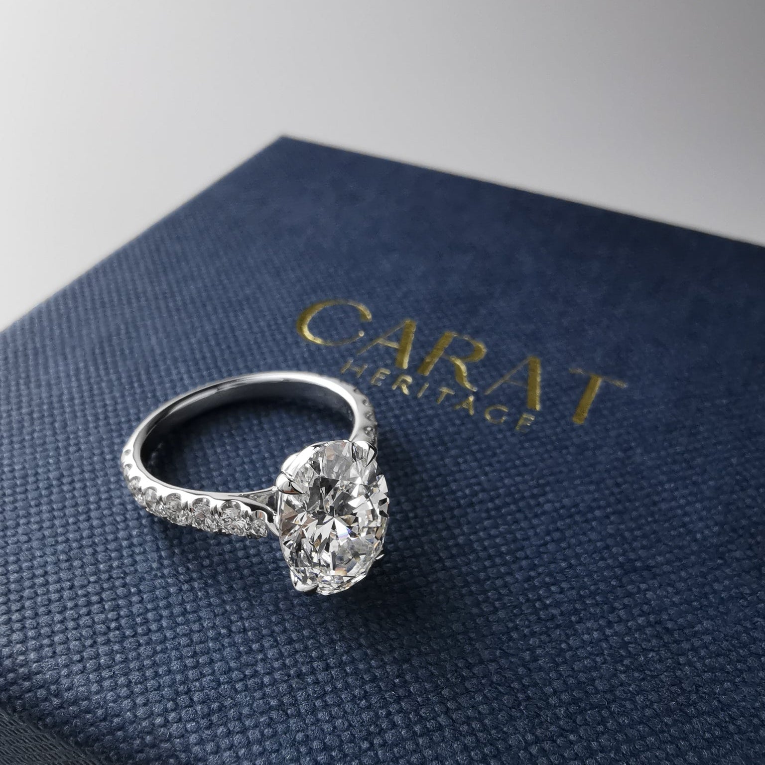 Oval Pave Ring 3 carats on box