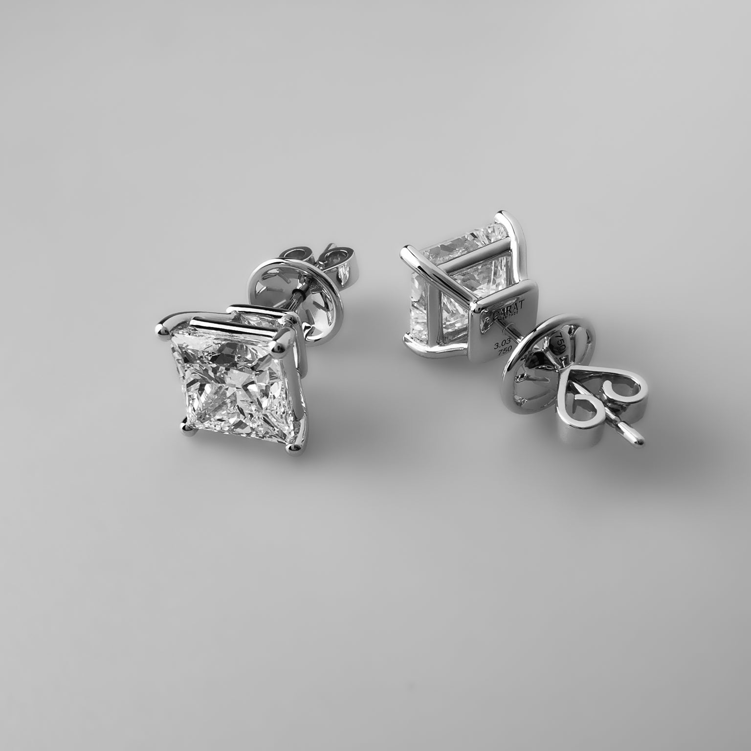 3 carat princess cut ear studs