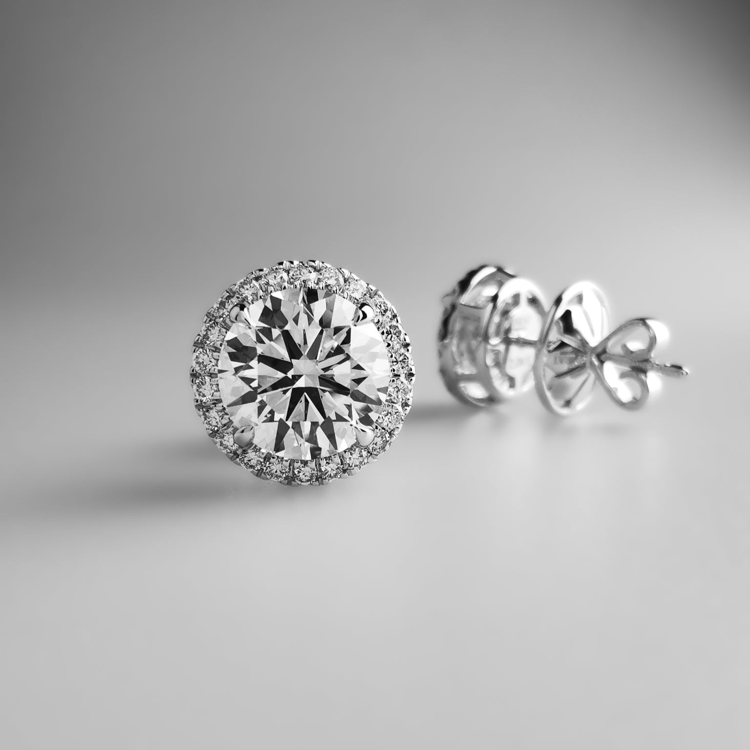 2 carat halo earrings