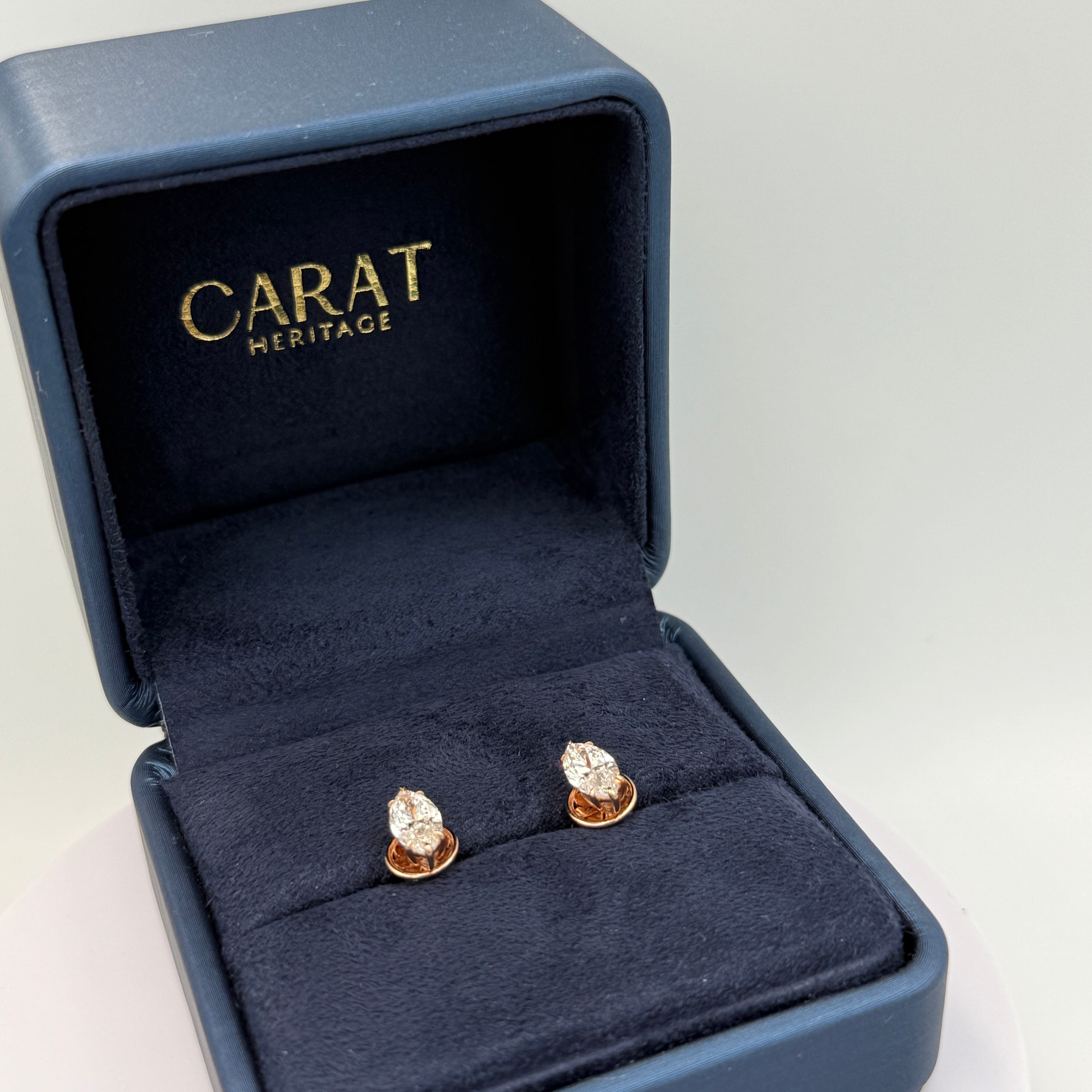 Marquise Diamond Studs in box