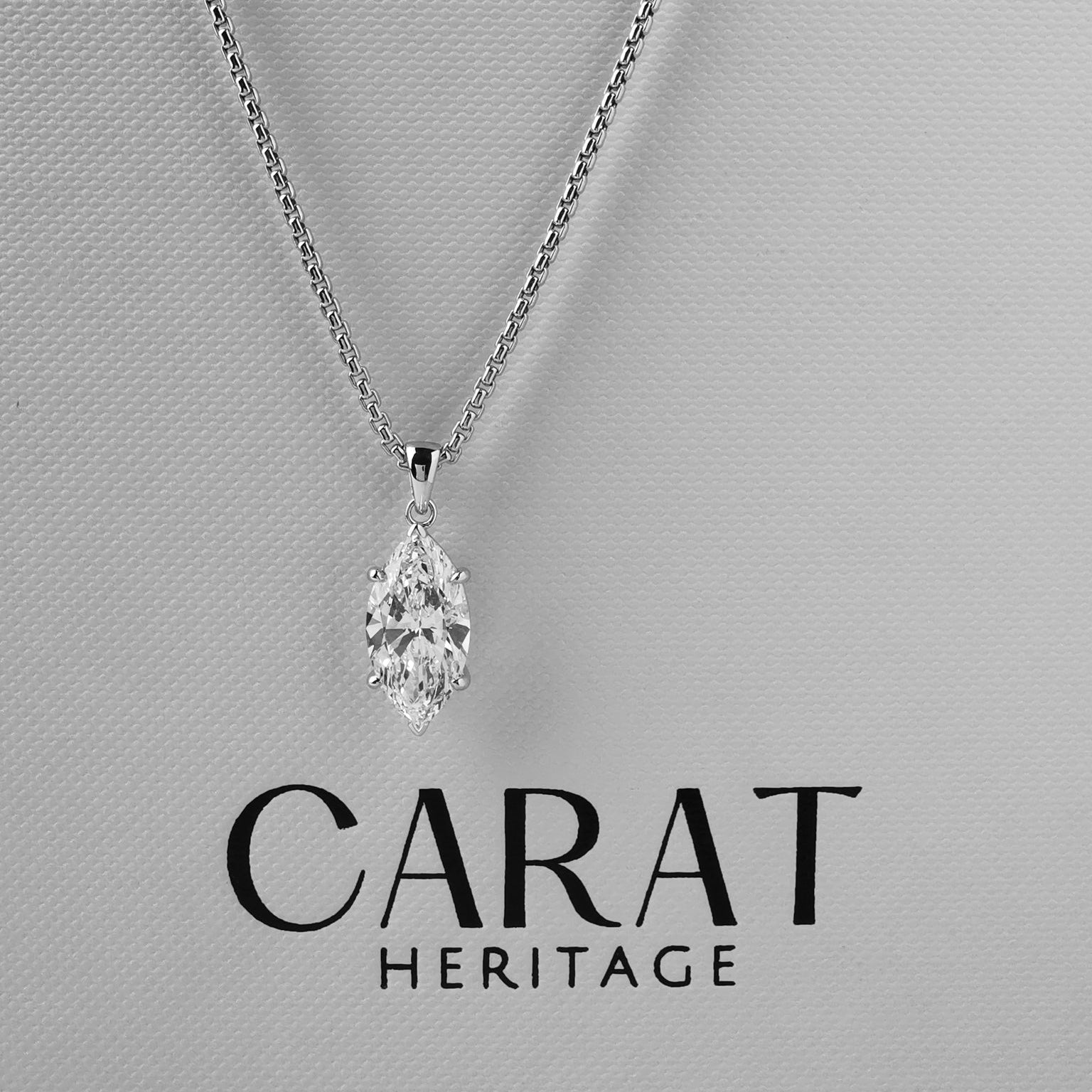 Marquise diamond pendant necklace with bail