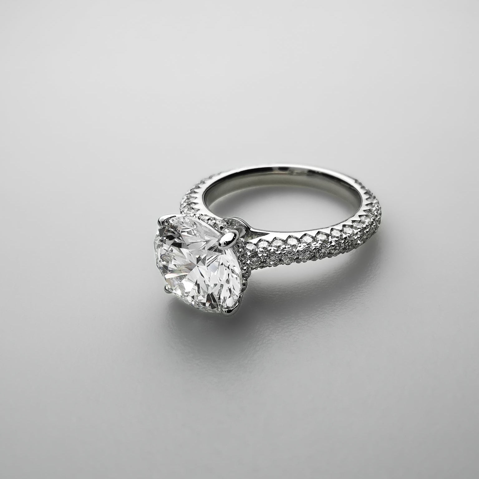 Vera Solitaire Pave Ring 3.00ct. (4.12 ctw)