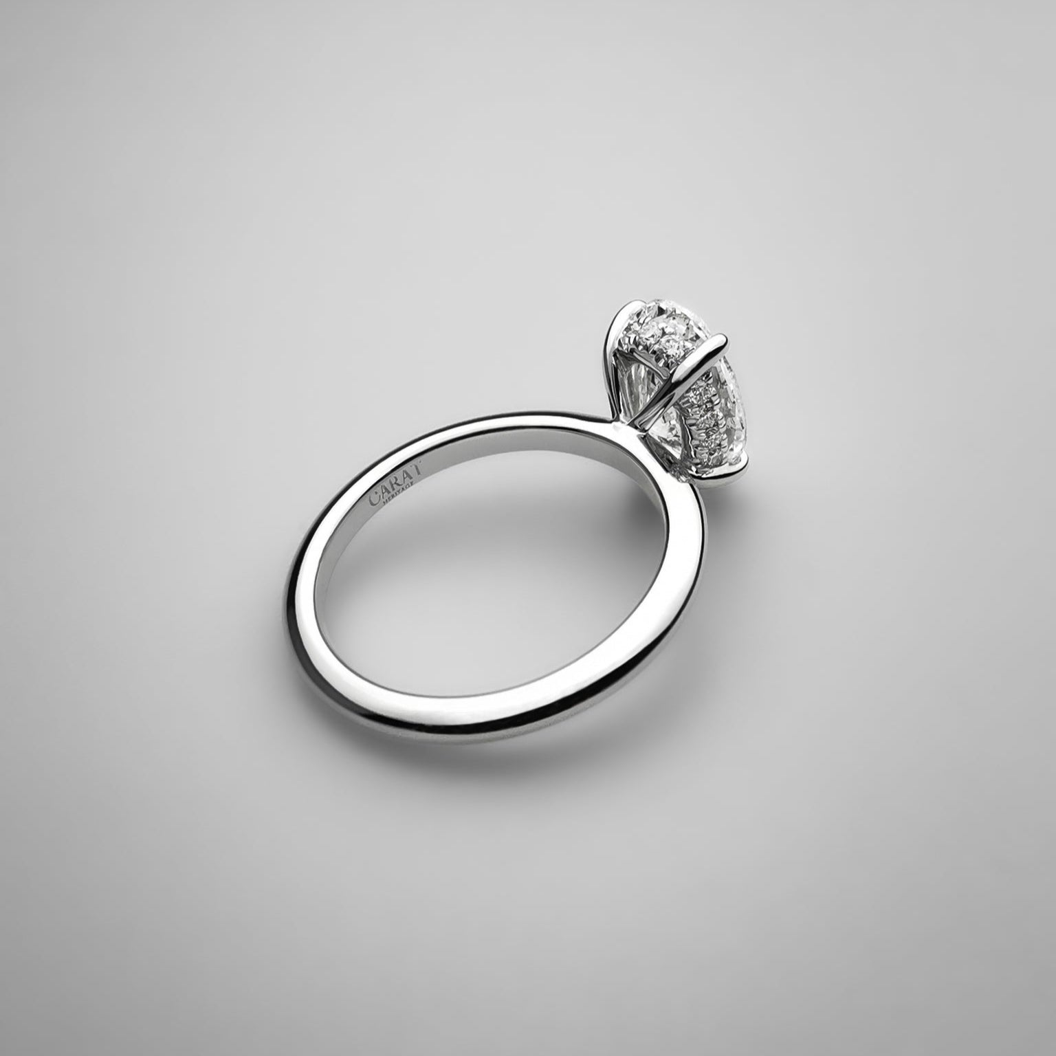 2.08ct Oval Solitaire Ring with Hidden Halo
