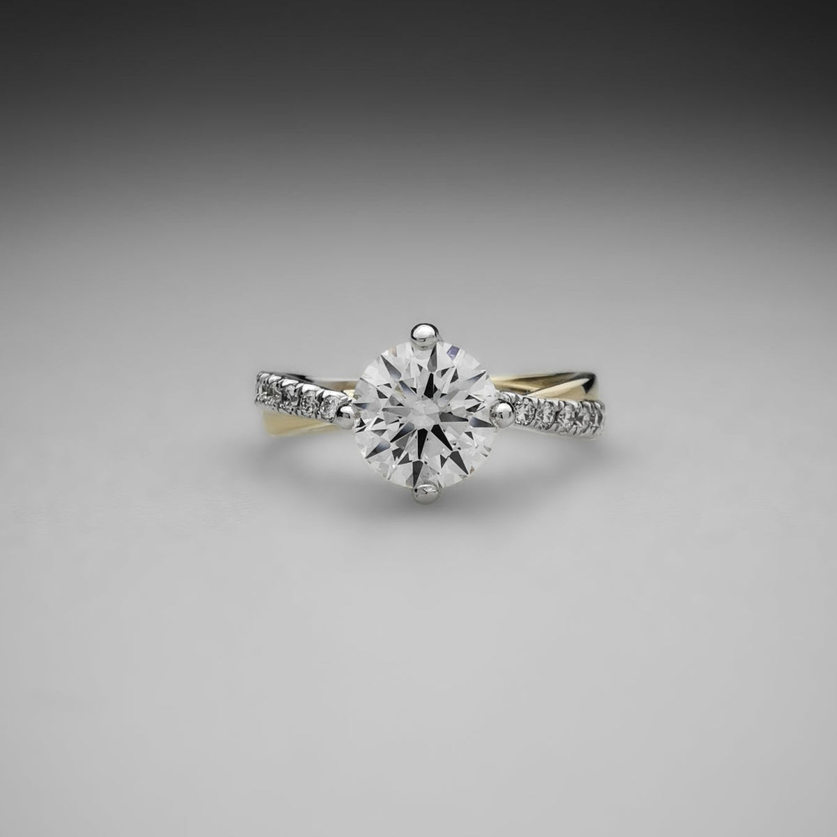duo tone twist shank ring 1 carat diamond ring