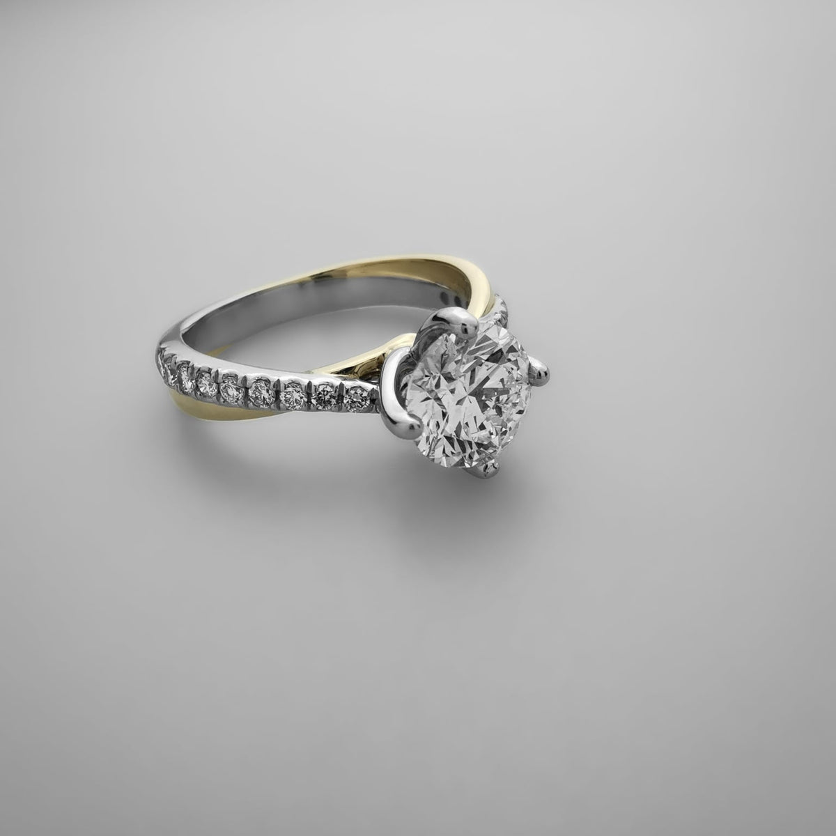 twisty duo tone twist shank ring 1 carat diamond ring