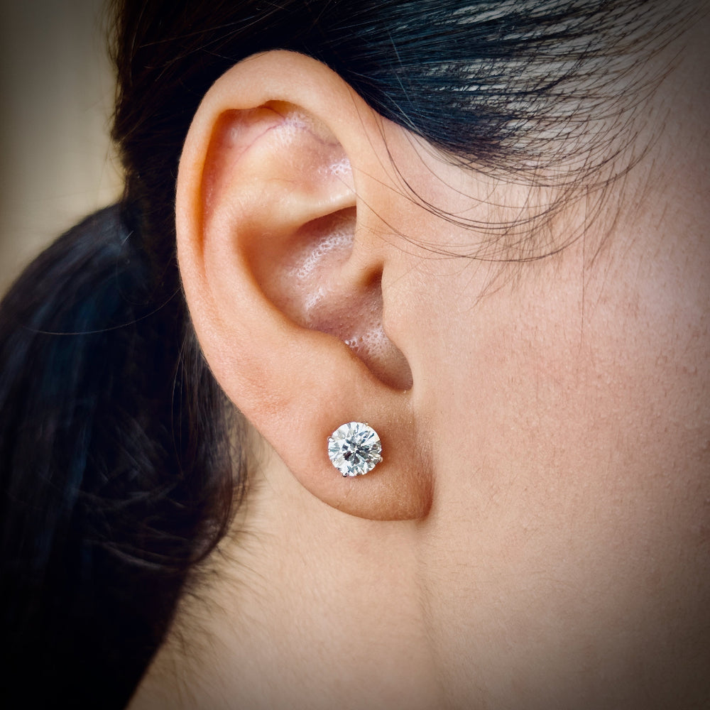 1_carat_solitaire_diamond ear stud on ear lobe
