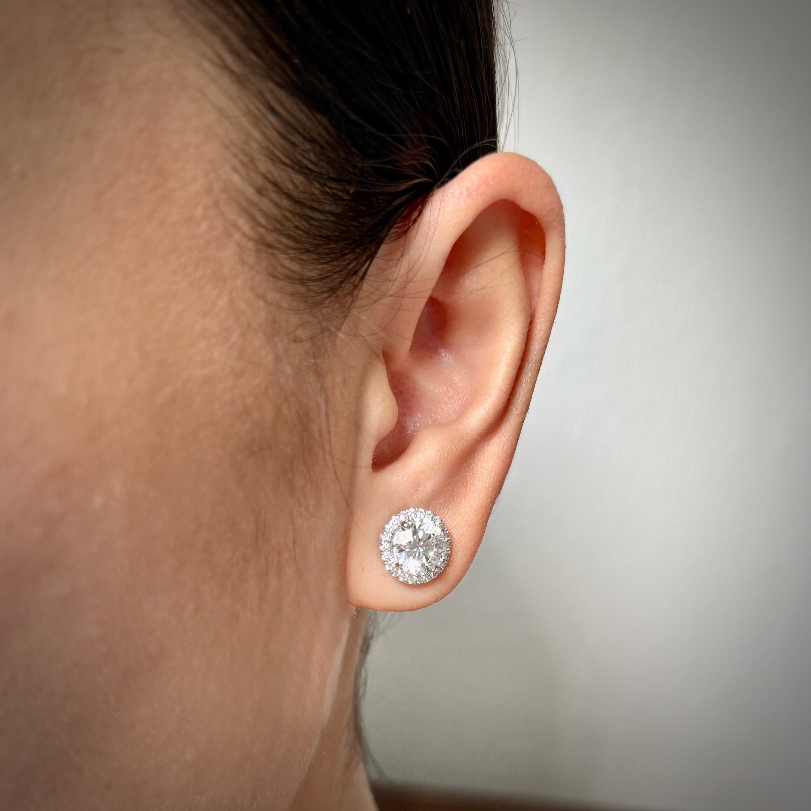 2 carat halo ear studs