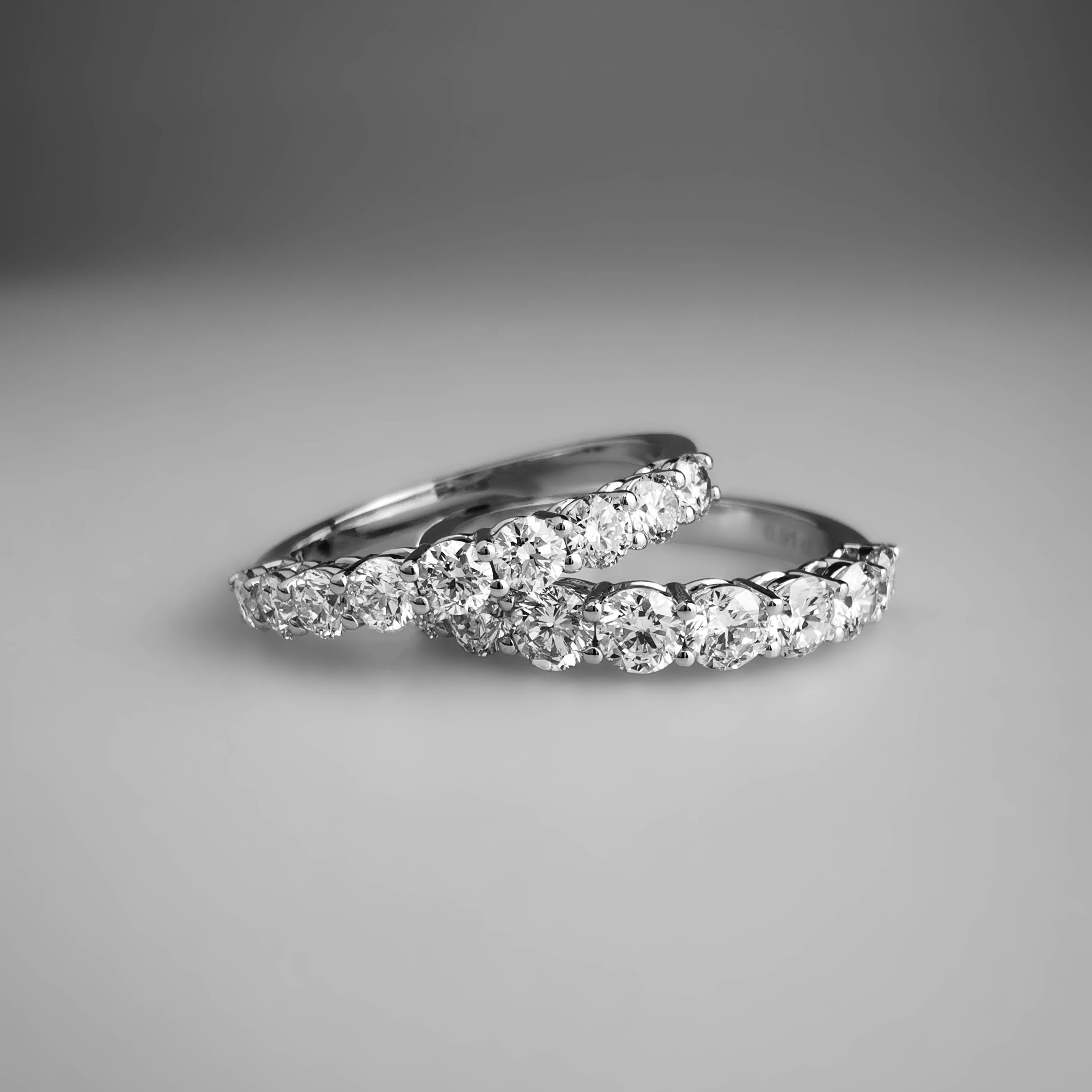 Half Eternity Diamond Bands stacked