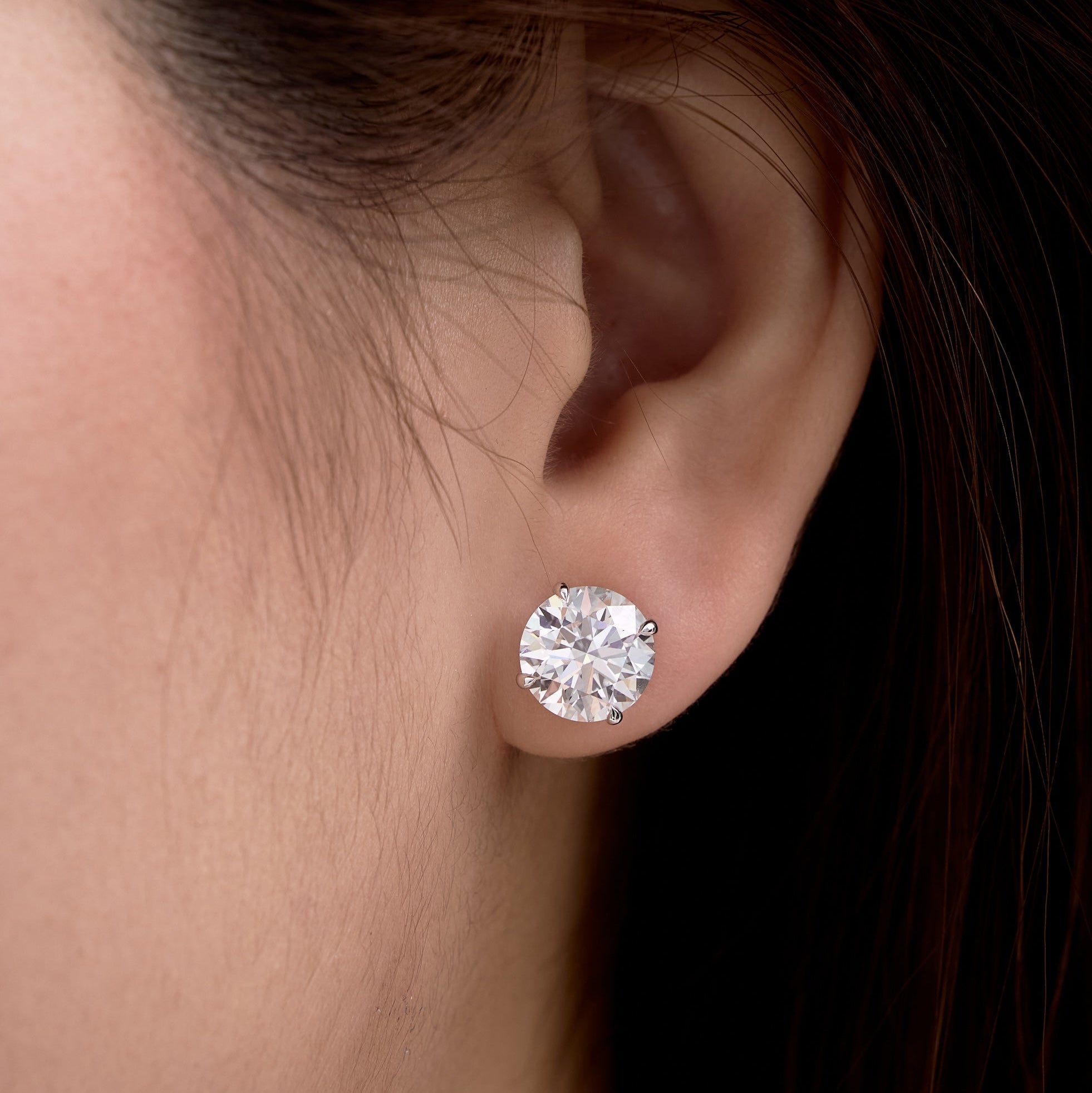 3 carat lab diamond solitaire round studs