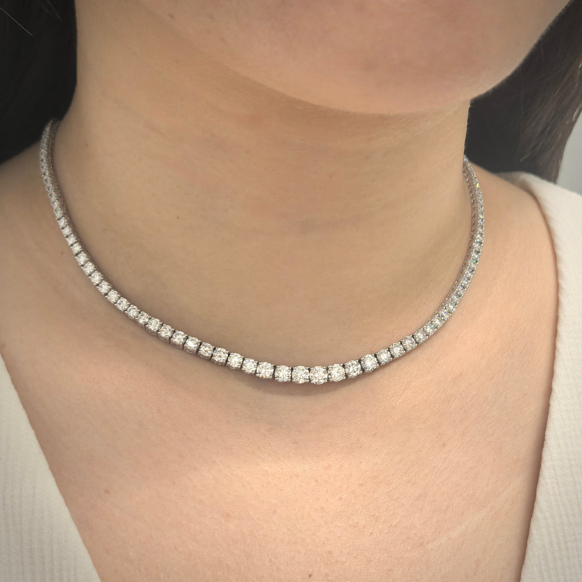 Crystal Tennis Chain Necklace | Alex and Ani – ALEX AND ANI Classic Silver Crystal Tennis Necklace - Elegant Women Jewelry main image 1