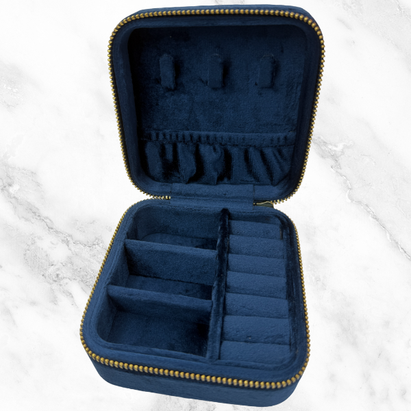 Travel jewelry case navy blue