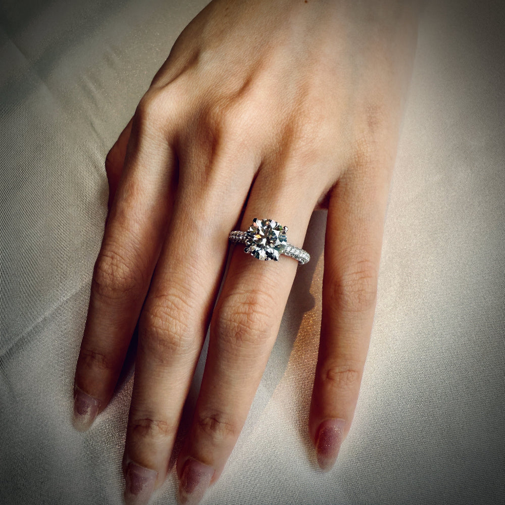 Vera Solitaire Pave Ring 3.00ct. (4.12 ctw)