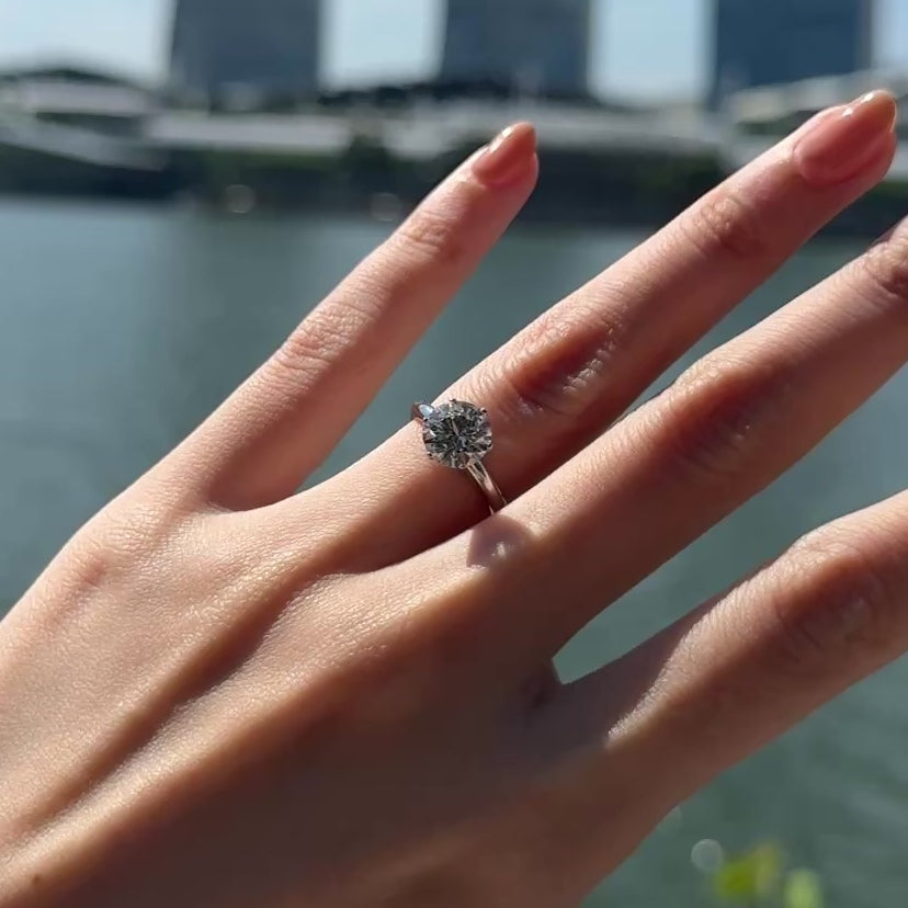 Tiffany Setting Solitaire Diamond Ring Proposal
