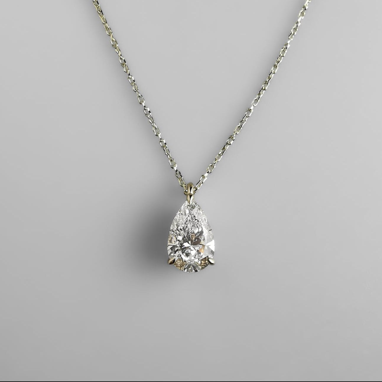 Yellow Gold Pear Pendant Necklace