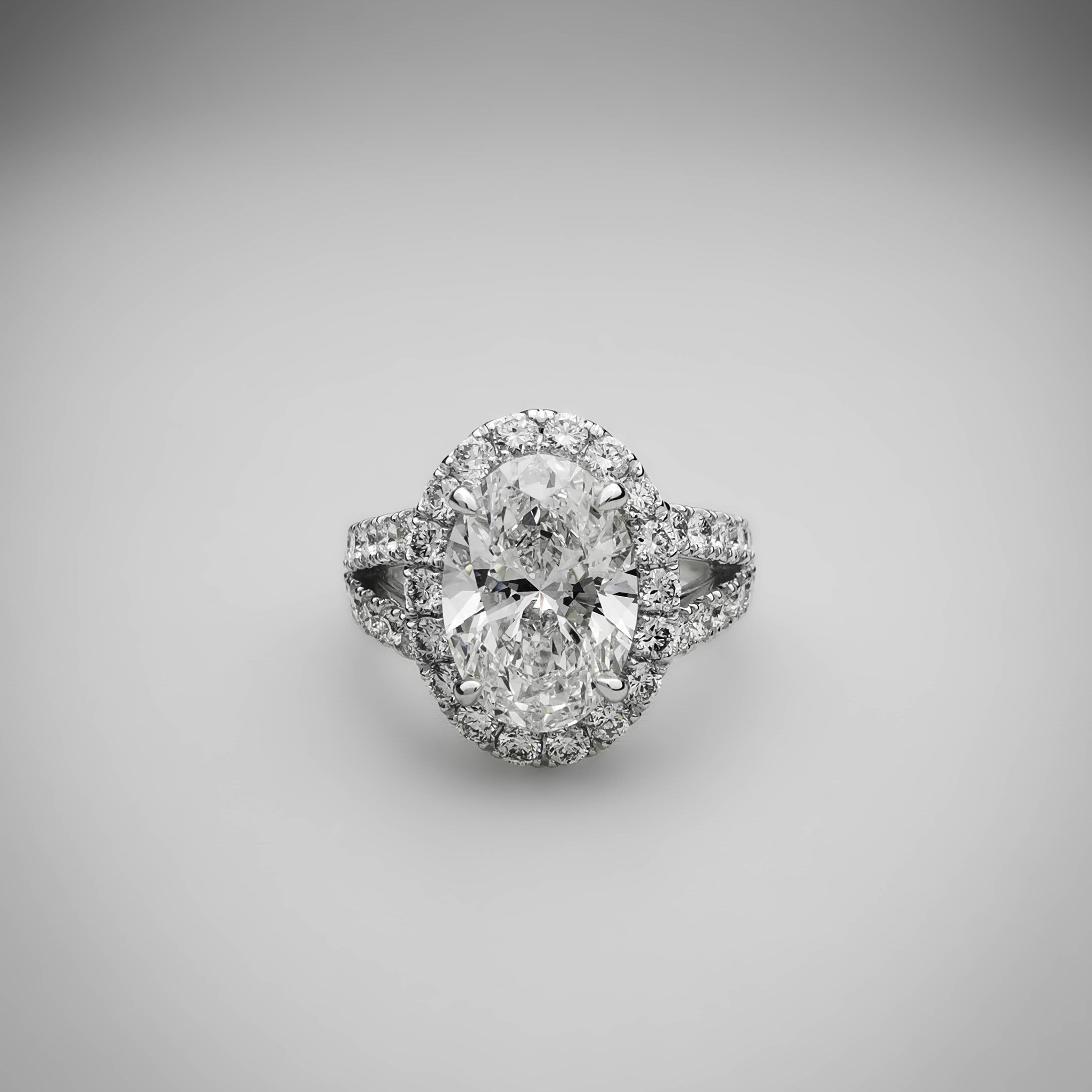 Oval Halo Split Shank Ring 2.5ct
