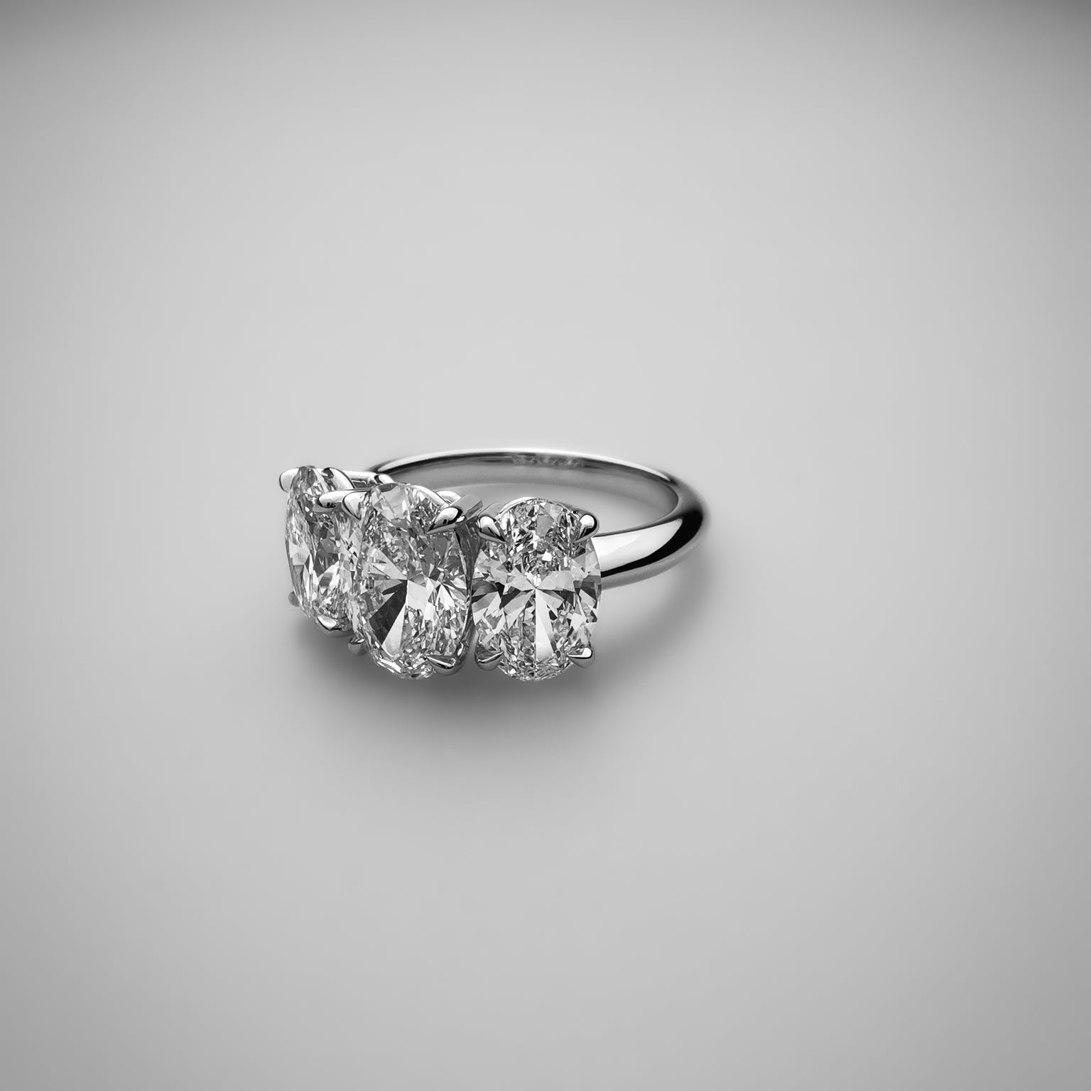 Oval Trilogy Diamond Ring side view