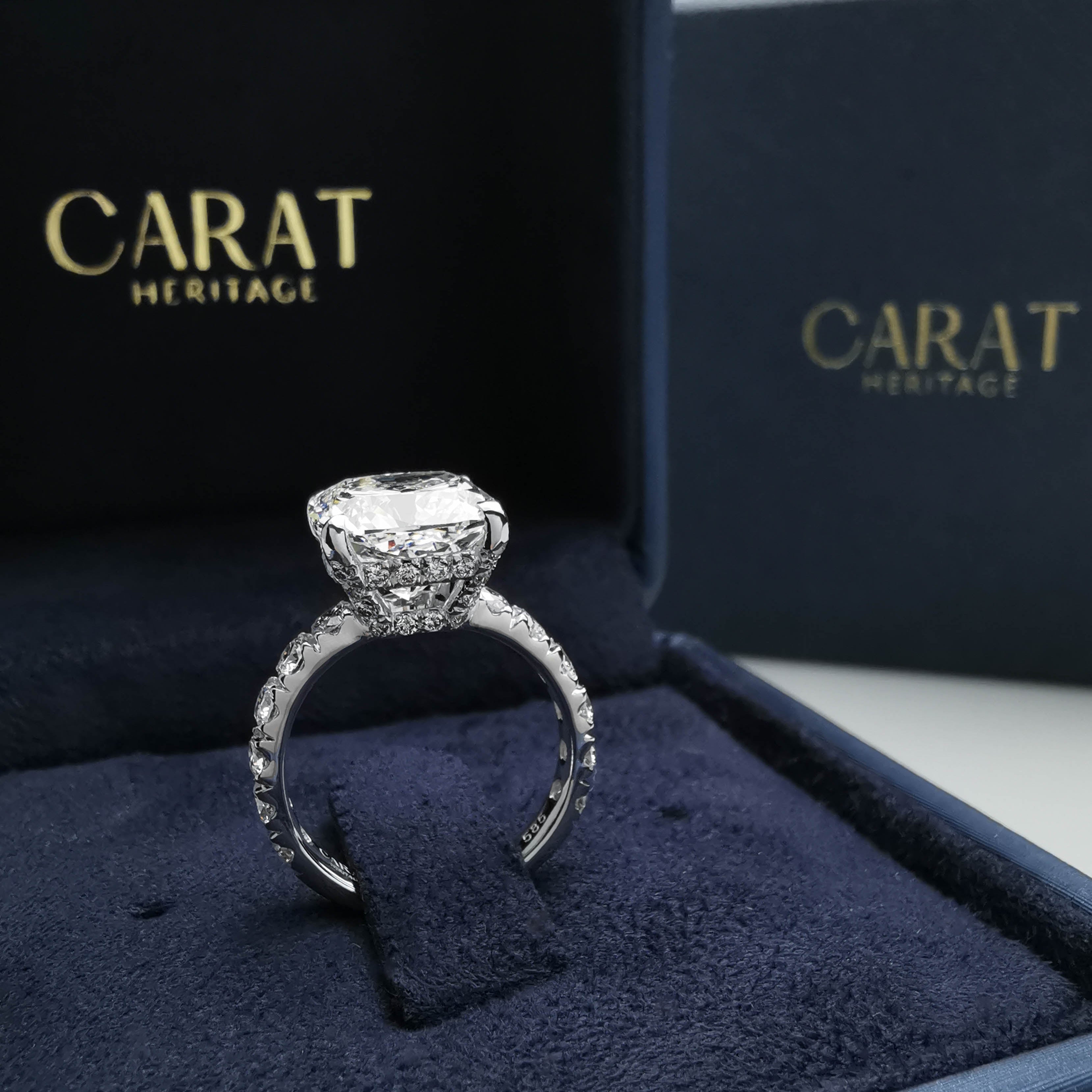 4.5carat cushion diamond ring in box