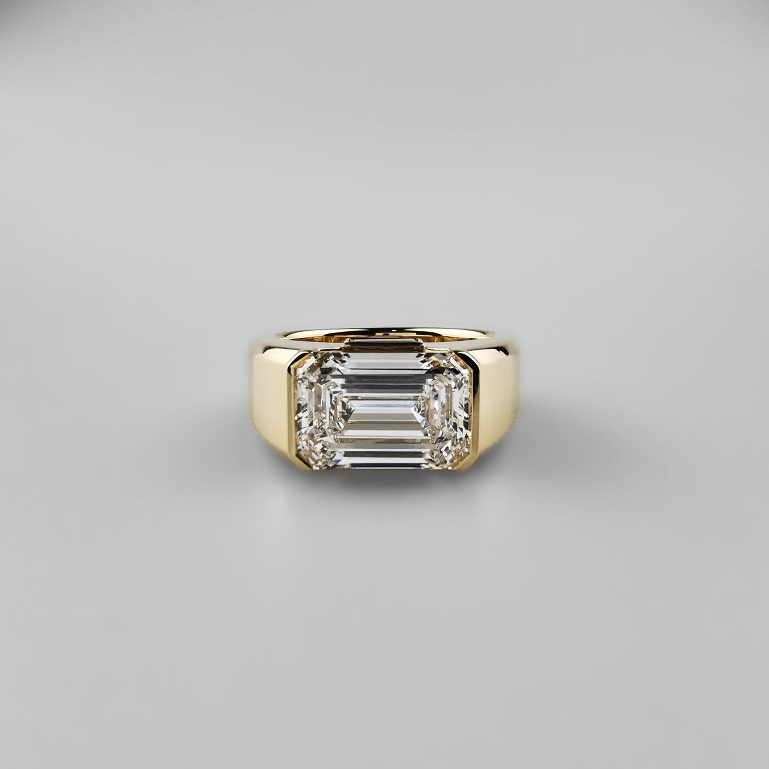 5 carat emerald diamond mens ring in gold