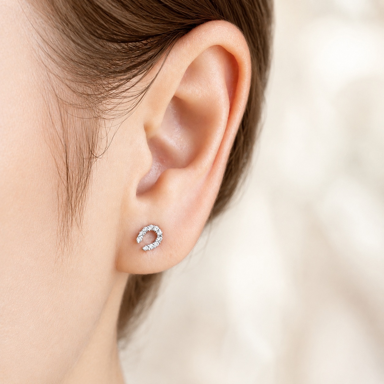 Horseshoe lucky studs on ears