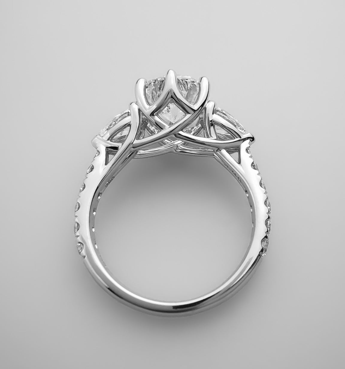 Custom organic wavy prongs tulip ring