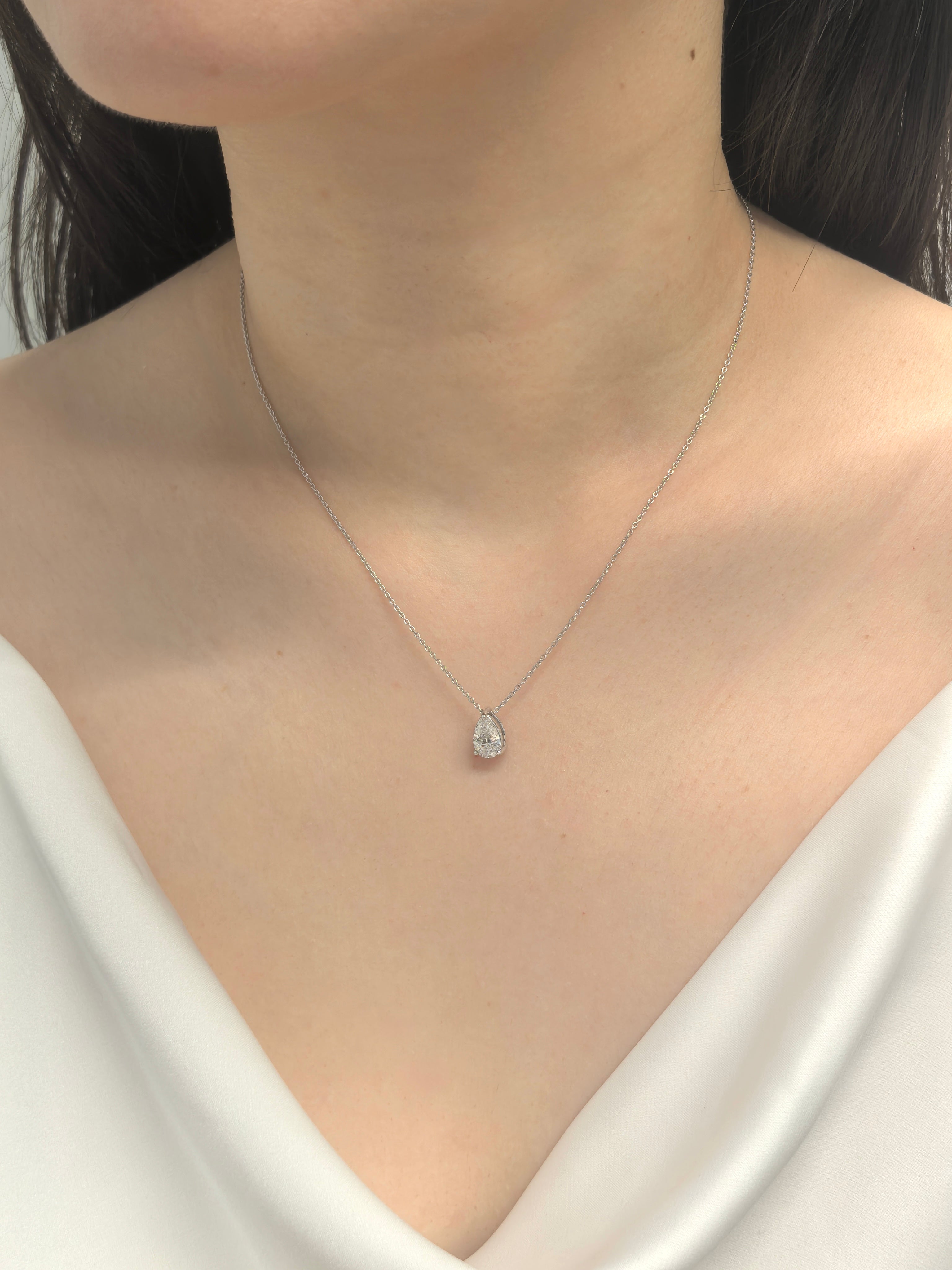 Pear Diamond Pendant Necklace