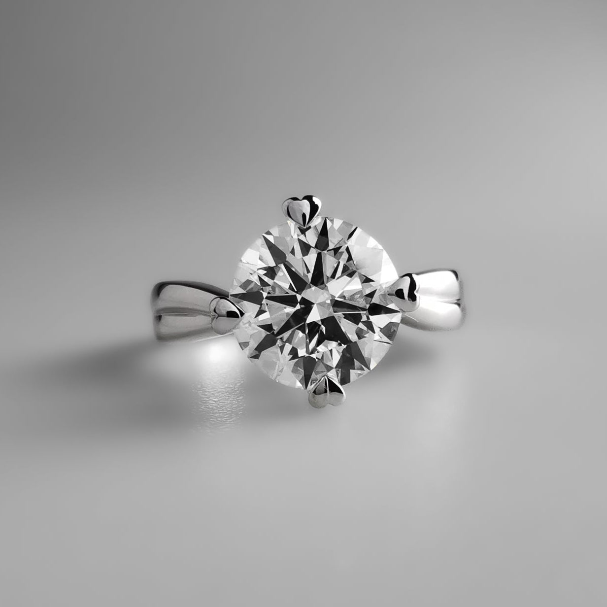 Twist Ring with Heart Shaped Prongs 2.5 carats diamond