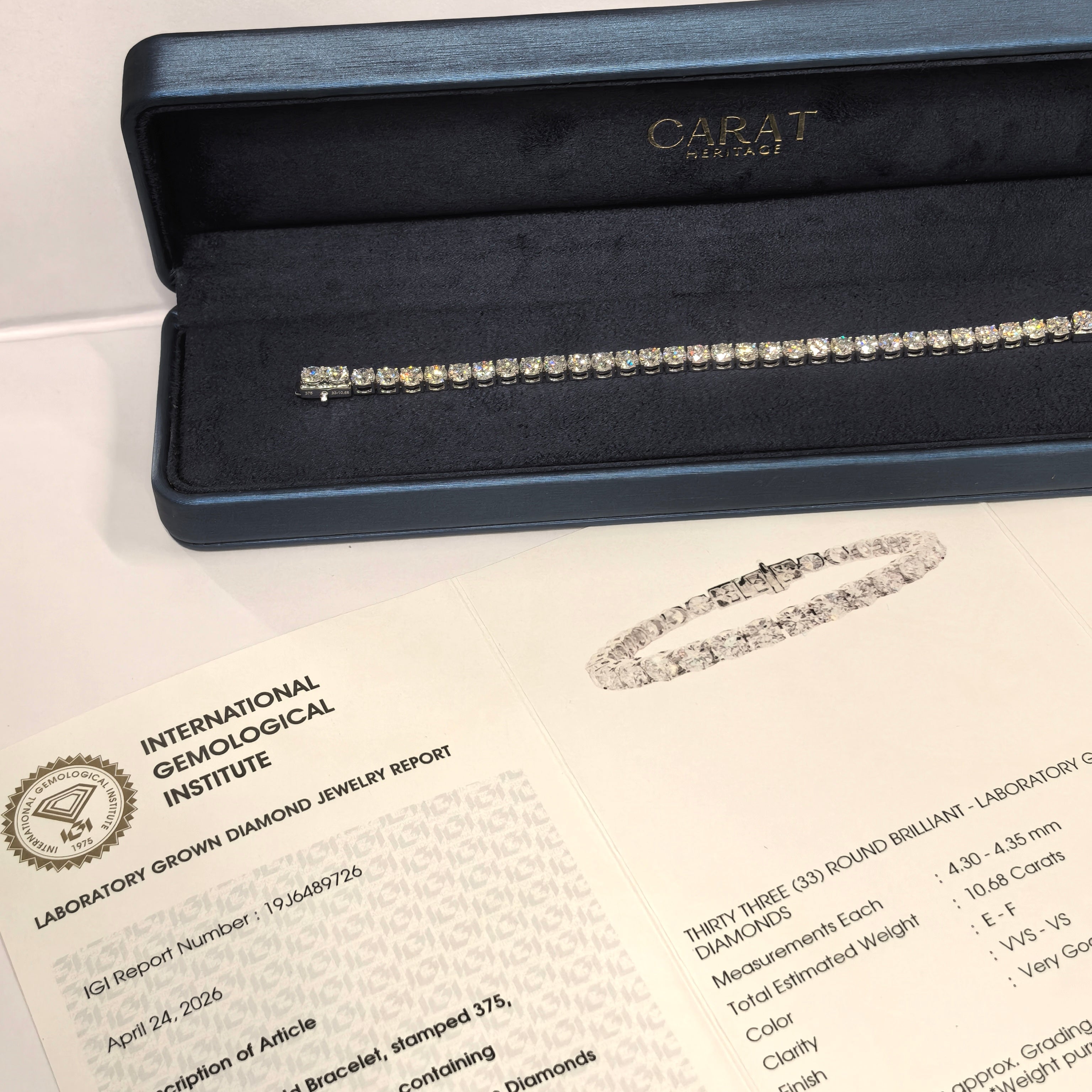 IGI certified tennis bracelet 30 pointer 10 carats