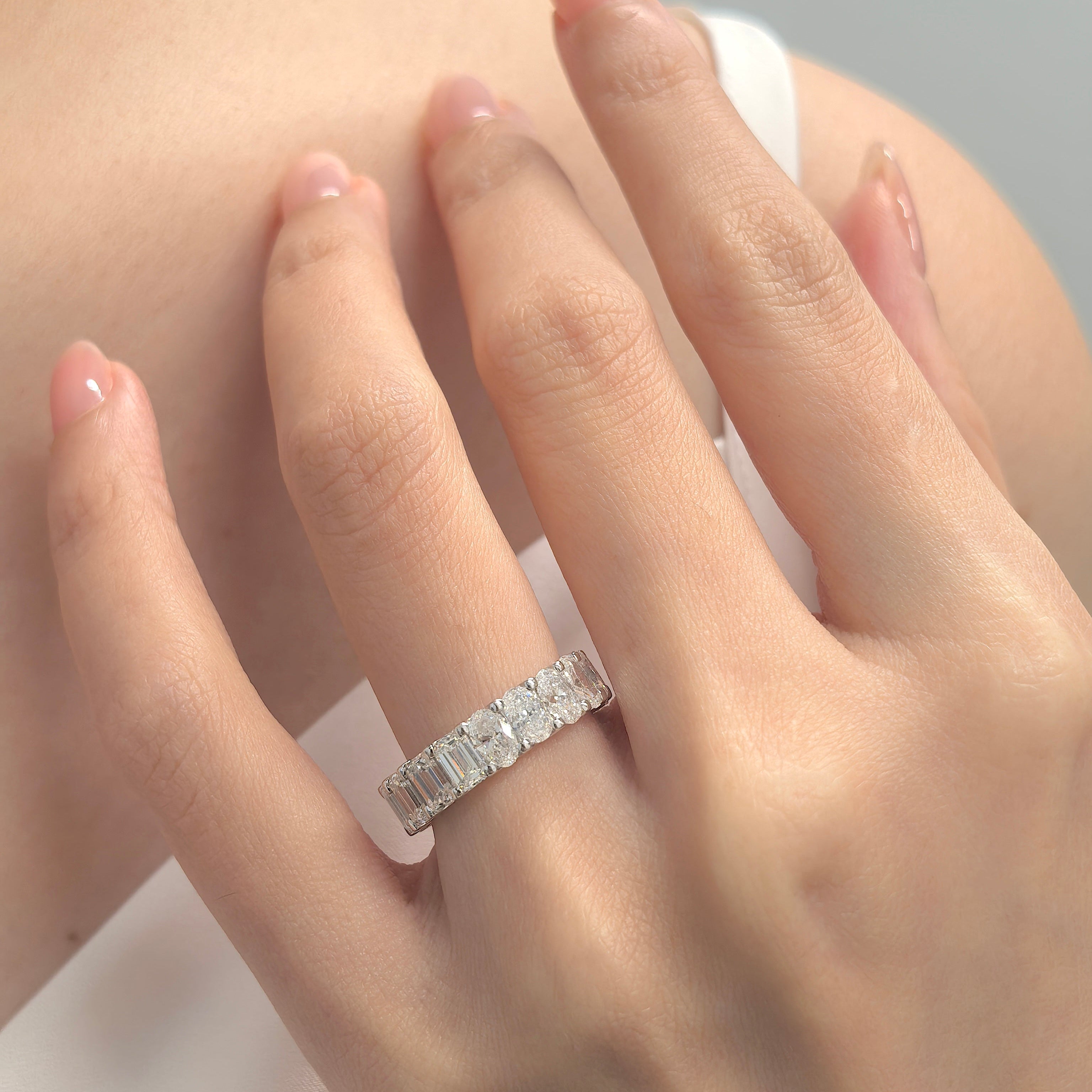 Lumina Eternity Diamond Band Oval and Emerald