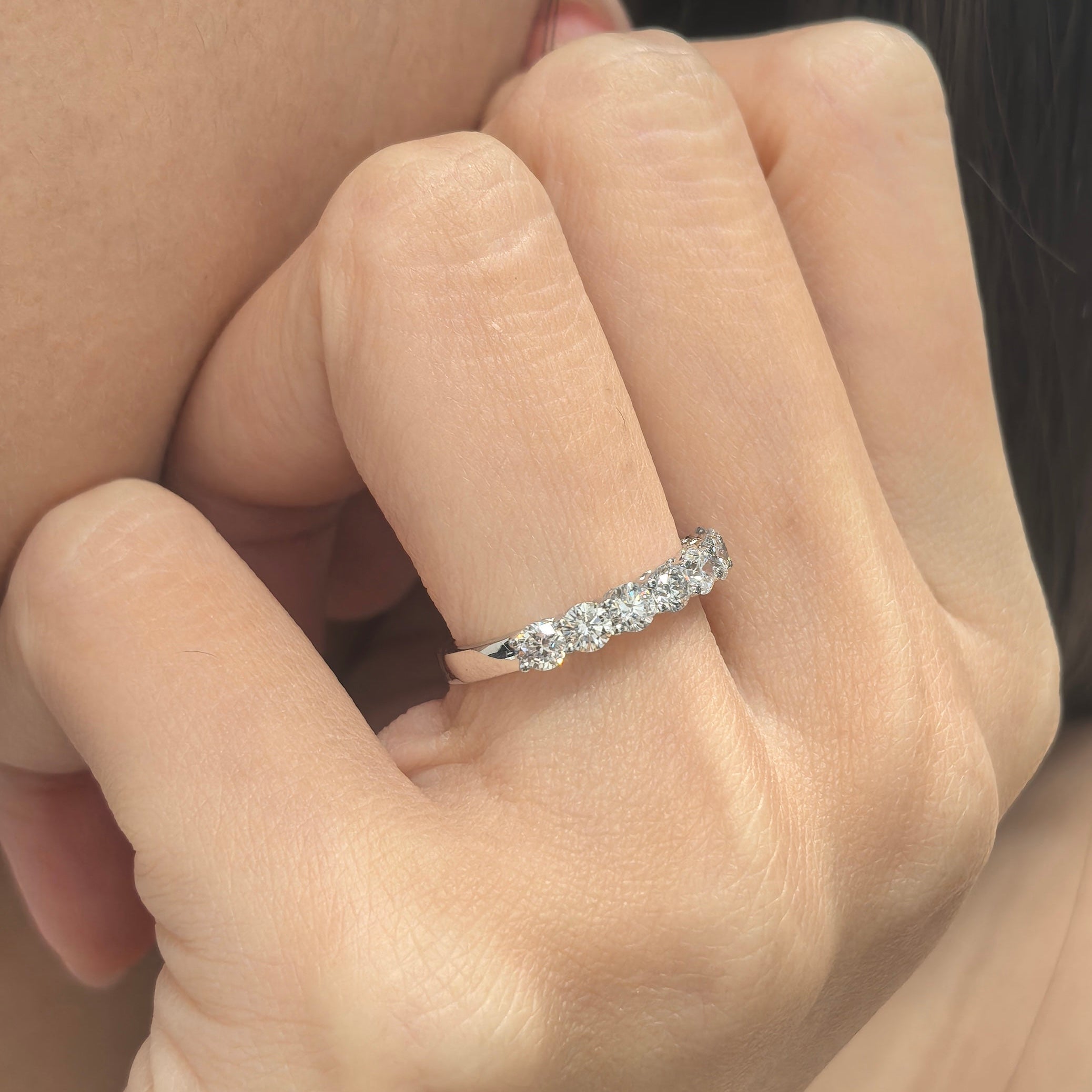 Mira Half Eternity Diamond Band on hand 2