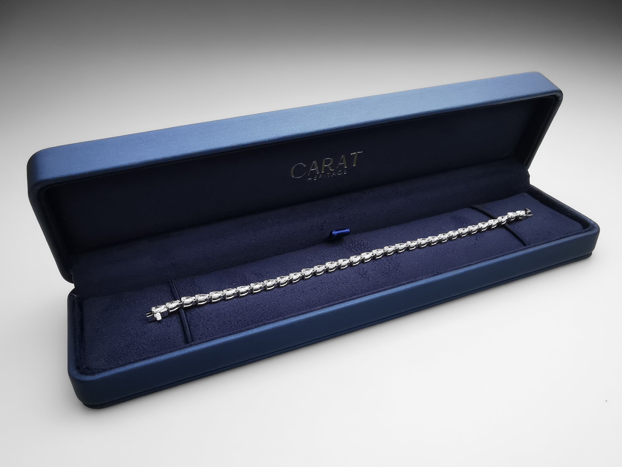 Pear shaped diamond bracelet in box