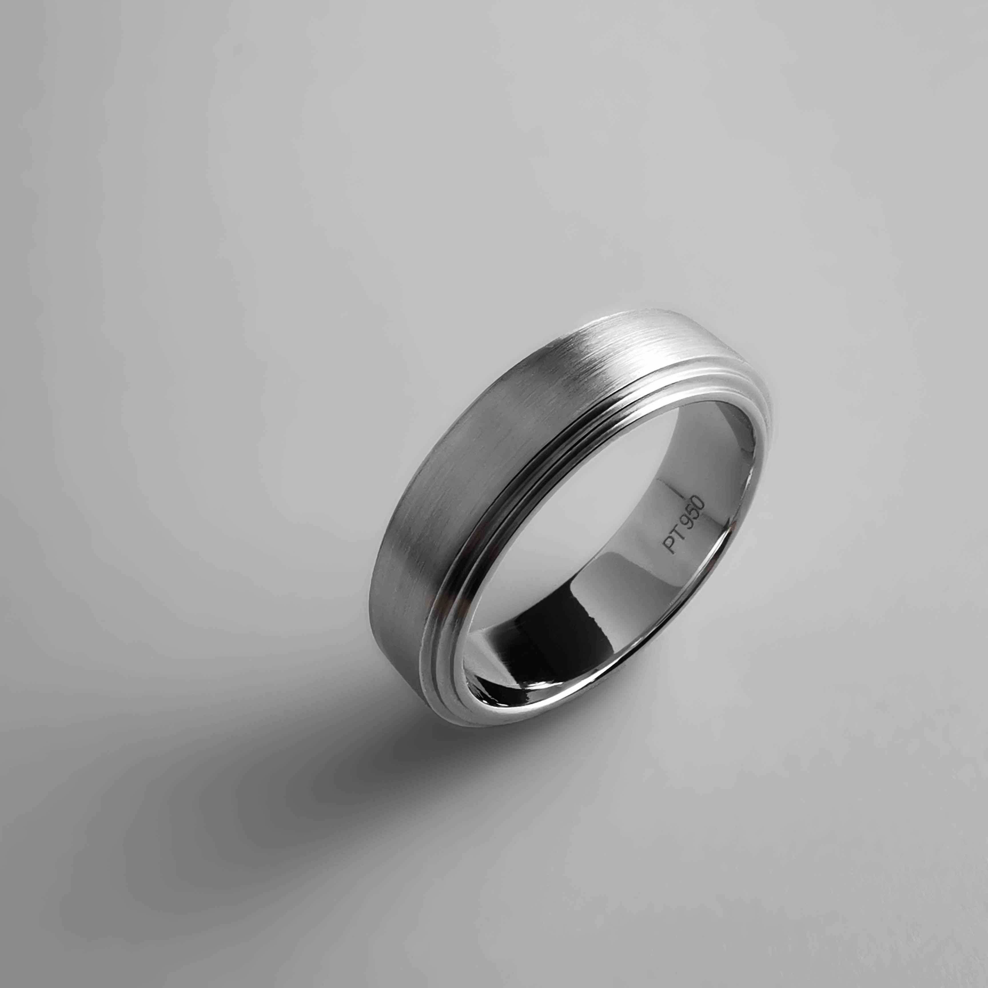 Polished Groove Mens Wedding Band 