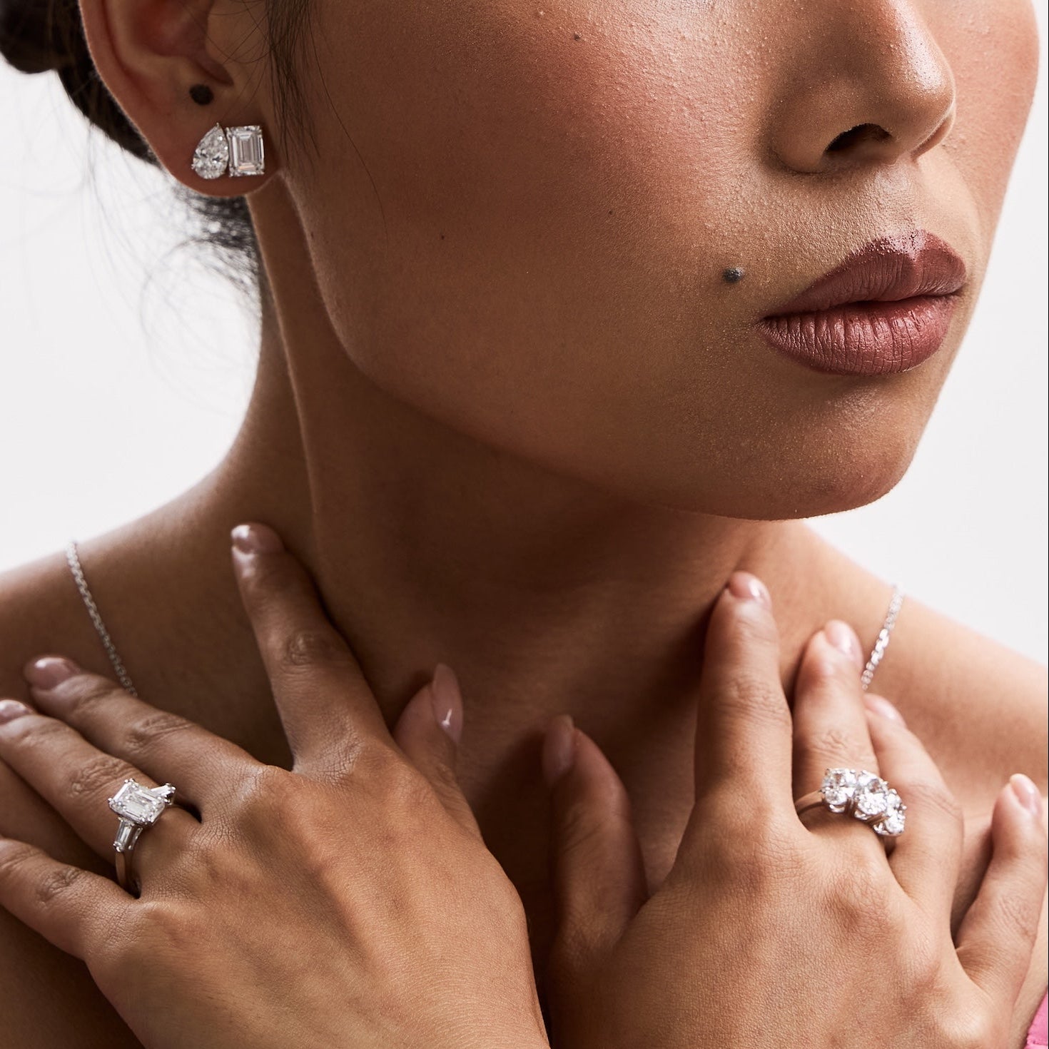 Diamond jewelry on ears