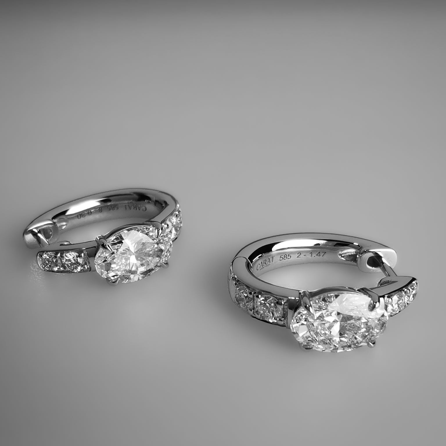 Oval diamond huggies earrings 0.7ct