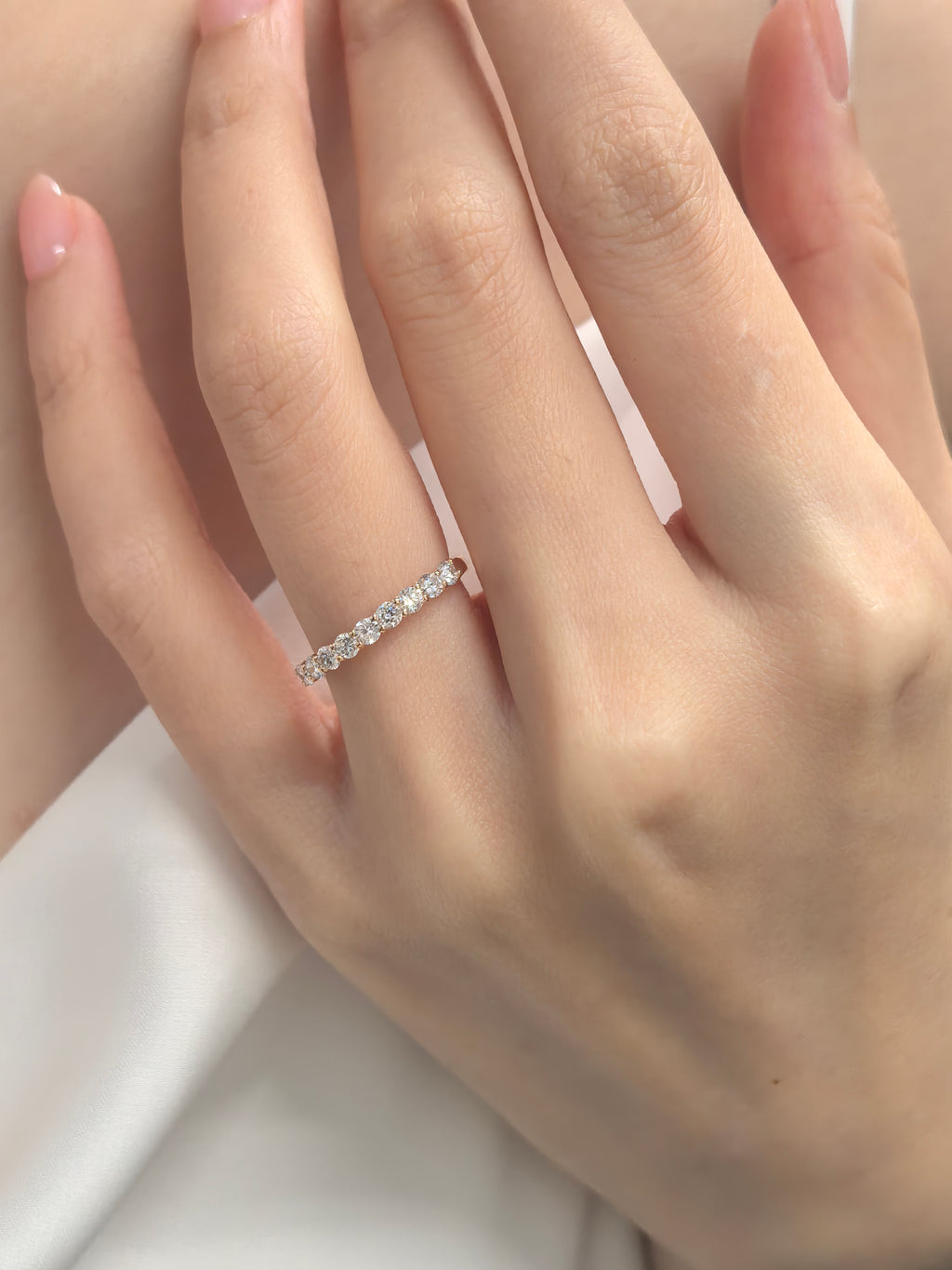 Half Eternity Diamond Band on hand