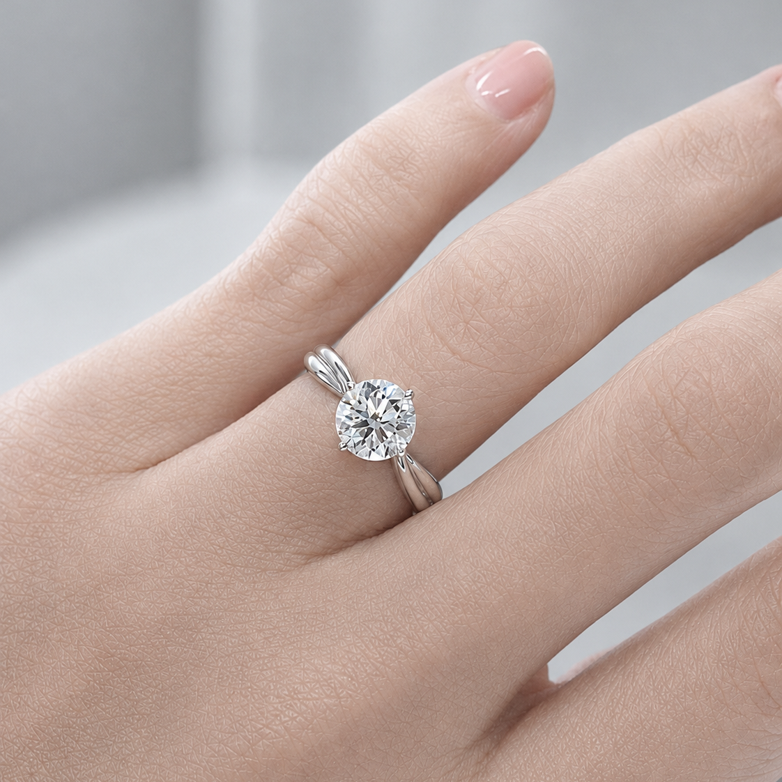 Twist shank intertwined ring on hand
